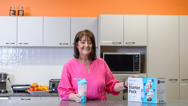 CSIRO Total Wellbeing Diet member, Deb from Adelaide, who has lost more than 18kg overall by starting with meal replacement shakes in her diet. Picture: Supplied