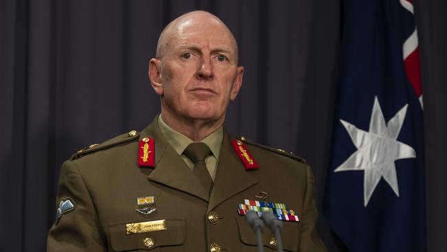 Lt Gen John Frewen said at the moment the main incentive to get the Covid-19 vaccine was it’s the ‘right thing’ to do’. Picture: NCA NewsWire / Martin Ollman