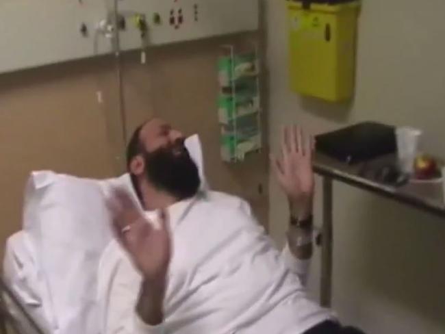 Monis in hospital on the day his ex-wife was murdered.