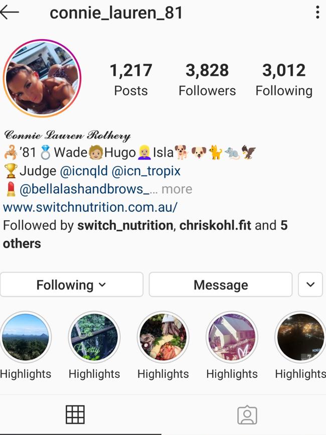 Queensland based Model and Make Up Artist Connie Rothery authentic Instagram account.