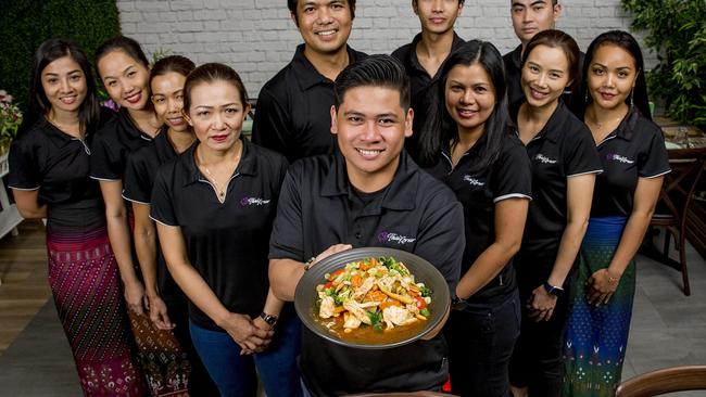 Thai Korner in Pimpama (they also have a restaurant in Upper Coomera) won the best Thai on the Gold Coast 2021. Staff with a cashew nut chicken dish. Picture: Jerad Williams