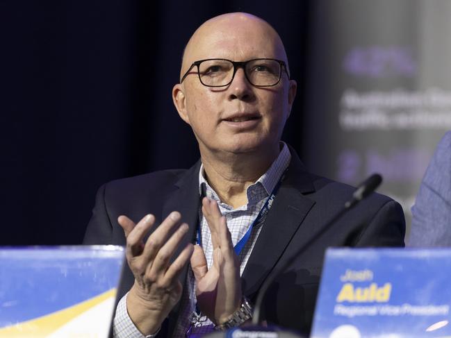 Peter Dutton at the LNP Liberal National Party 2024 Convention in South Brisbane, Sunday, July 7, 2024. Picture: Richard Walker