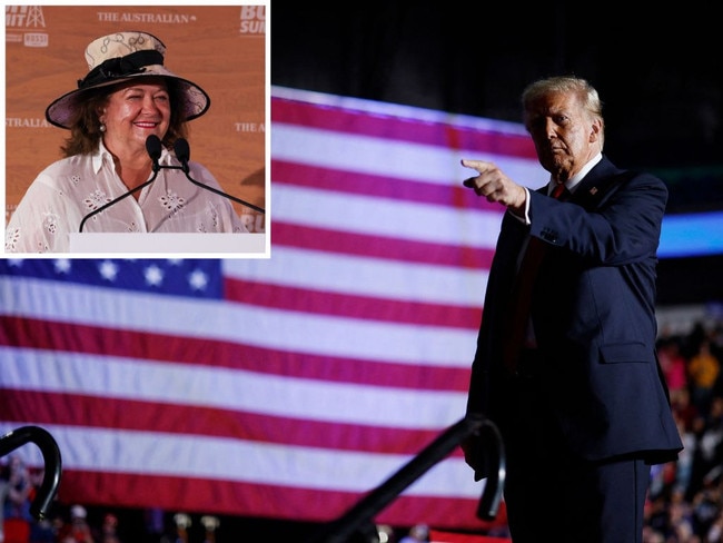 Australian mining billionaire Gina Rinehart has praised former US president and Republican presidential candidate Donald Trump