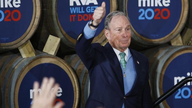 Mike Bloomberg at Hardywood Park Craft Brewery in Richmond, Virginia, at the weekend. Picture: AP