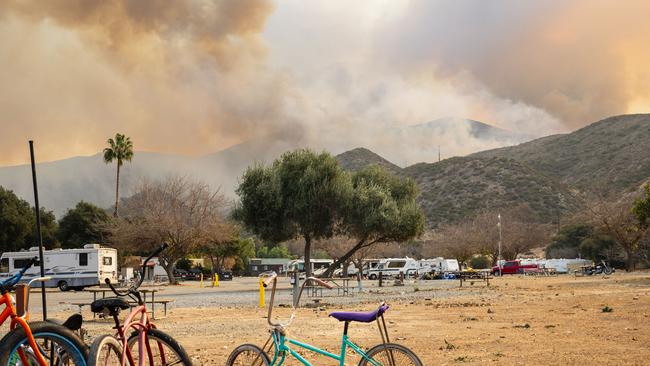 Smoke from the Border Fire in the Otay Mountain Wilderness above Pio Pico Campground at Jamul, San Diego County, California on January 24. Picture: AFP