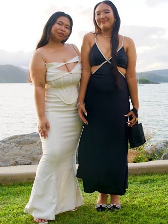 Jenjira Norton and Frances Evangelista arriving at the Proserpine State High School Year 12 Formal held at the Whitsunday Marine Club on Wednesday, November 16, 2022.