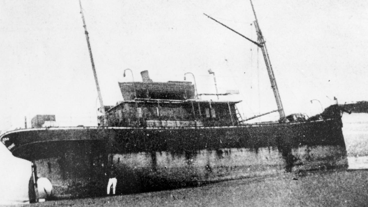 The stranded SS Dicky, was washed ashore onto a beach which was later named Dicky Beach, after the ship had been caught in the tail of a cyclone, on February 4,1893.