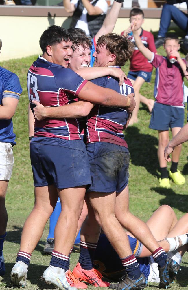 GPS schoolboy rugby union game between The Southport School and Churchie. TSS Player No14 try Blake Raymond Churchie Player No Picture Mike Batterham