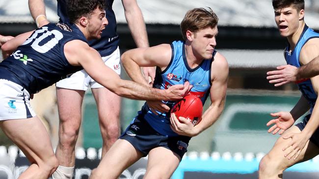 Former Sturt star Sam Colquhoun has dominated as playing-coach for Tanunda. Picture: Sarah Reed