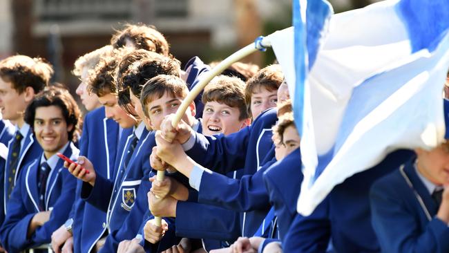 St Peter’s students at last year’s intercol first XVIII football match against Prince Alfred. Picture: AAP/Keryn Stevens