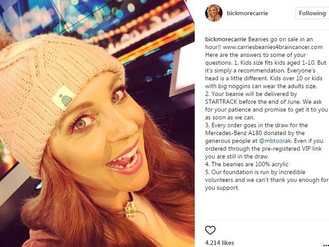 Carrie Bickmore’s Beanies 4 Brain Cancer launch this year. Source: Instagram/ Carrie Bickmore