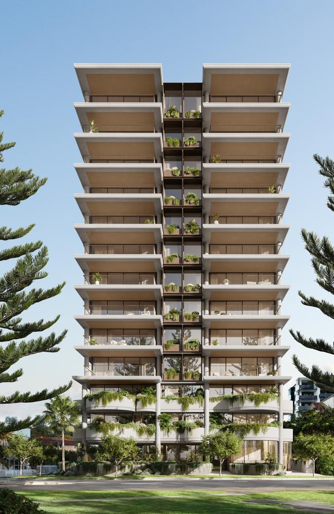 Artist impression of Emerson, a 13-storey tower planned for Kirra's 100 Musgrave Street by Melbourne-based developer Hirsch and Faigen