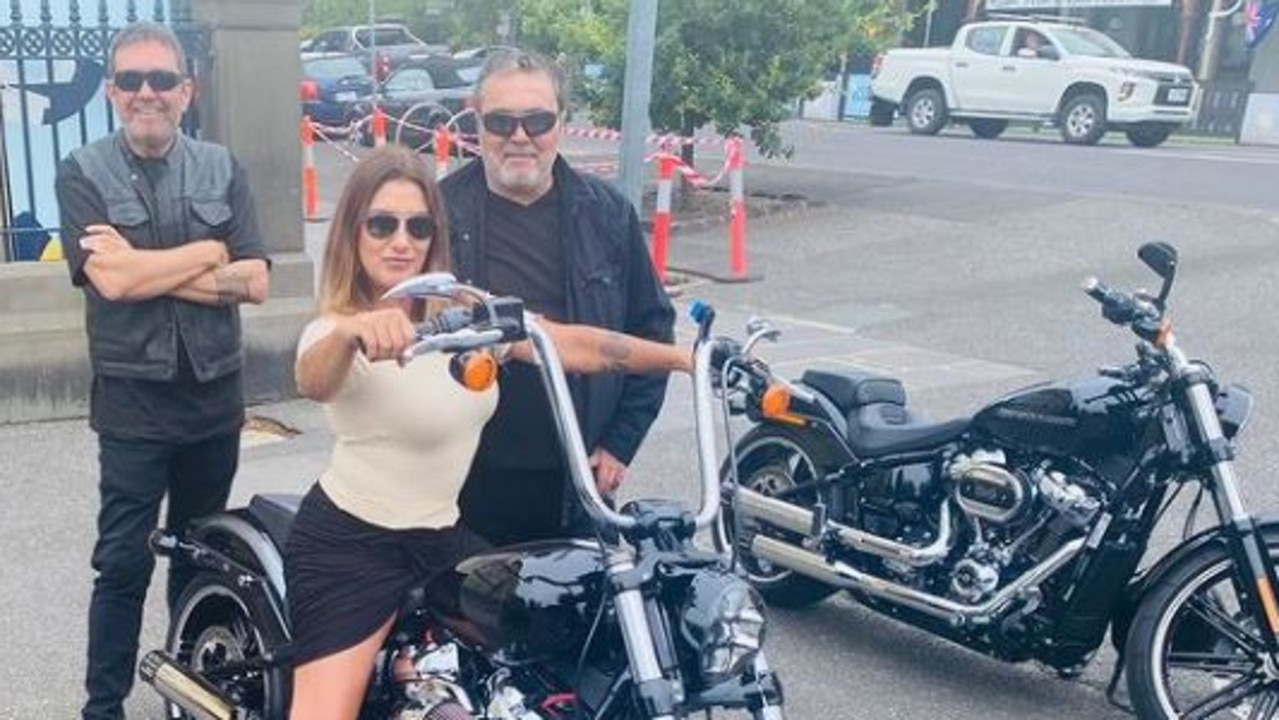 Greens senator Lidia Thorpe shares a photo riding a Harley Davidson with some 'old mates'. Picture: Instagram