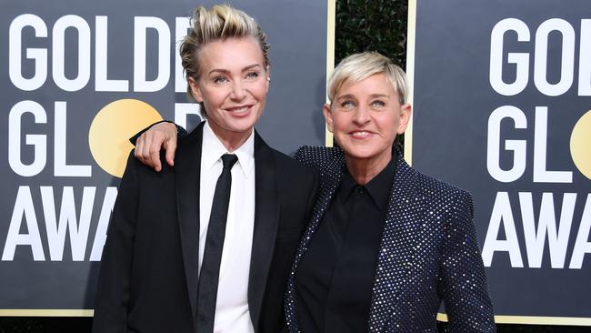 Actor Portia de Rossi, pictured with wife Ellen DeGeneres, is also among Geelong Grammar’s alumni. Photo by VALERIE MACON / AFP