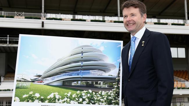 MELBOURNE, AUSTRALIA - OCTOBER 24: Michael Burn VRC chairman poses for photos during the VRC Masterplan Announcement at Flemington Racecourse on October 24, 2016 in Melbourne, Australia. (Photo by Robert Prezioso/Getty Images)