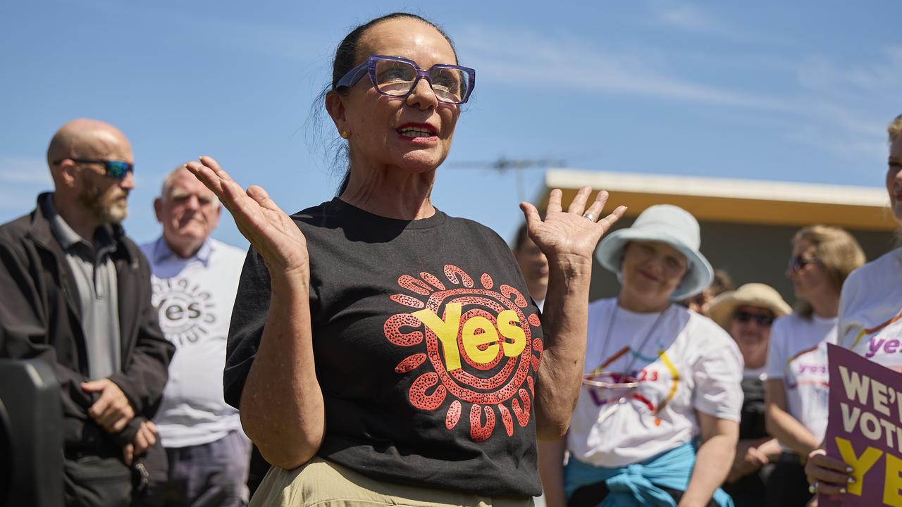 Federal Minister for Aboriginal Affairs Linda Burney at the Yes 23 campaign in Clearview. Picture: Matt Loxton