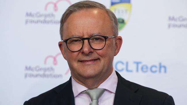 Anthony Albanese back at the cricket – briefly – to support the Jane McGrath Foundation. Picture: NCA Newswire/Gaye Gerard