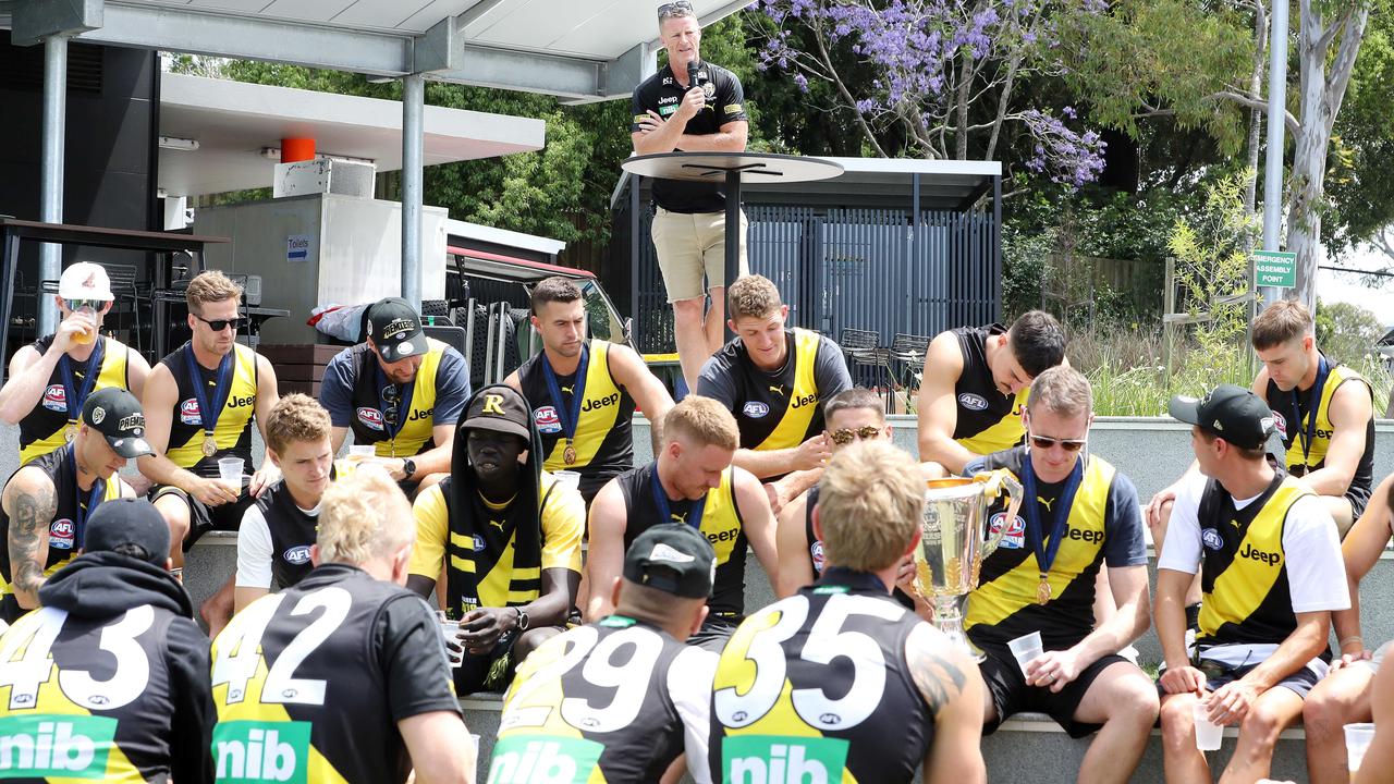 The beers flowed at Richmond’s hub the day after last year’s premiership.