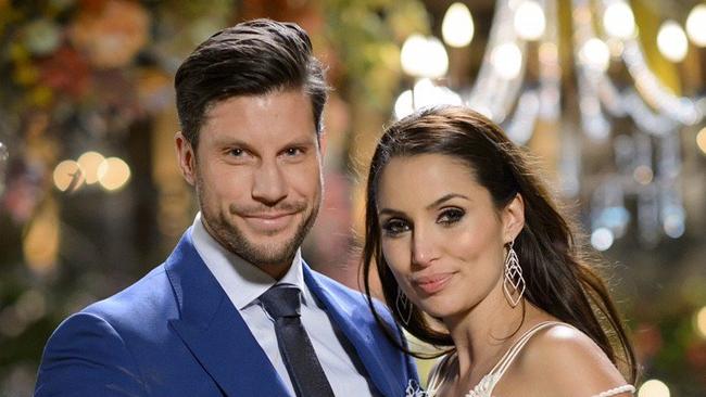 *WARNING EMBARGOED - cannot run in print until Friday September 18, cannot go online until 10pm Thursday September 17* The Bachelor Sam Wood pictured with winner Snezana Markoski. Supplied by Channel 10.