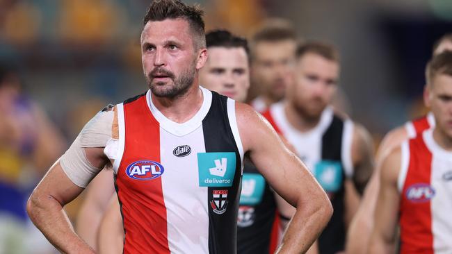 AFL Round 17. 10/09/2020. St Kilda vs West Coast Eagles at the Gabba, Brisbane..    Jarryn Geary of the Saints after tonights loss    . Pic: Michael Klein