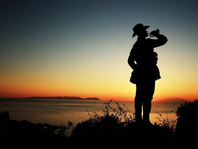 ANZAC Centenary week, day 3. News Corp journalist Andrew Carswell pictured as a generic silhouette of WW1 bugler.