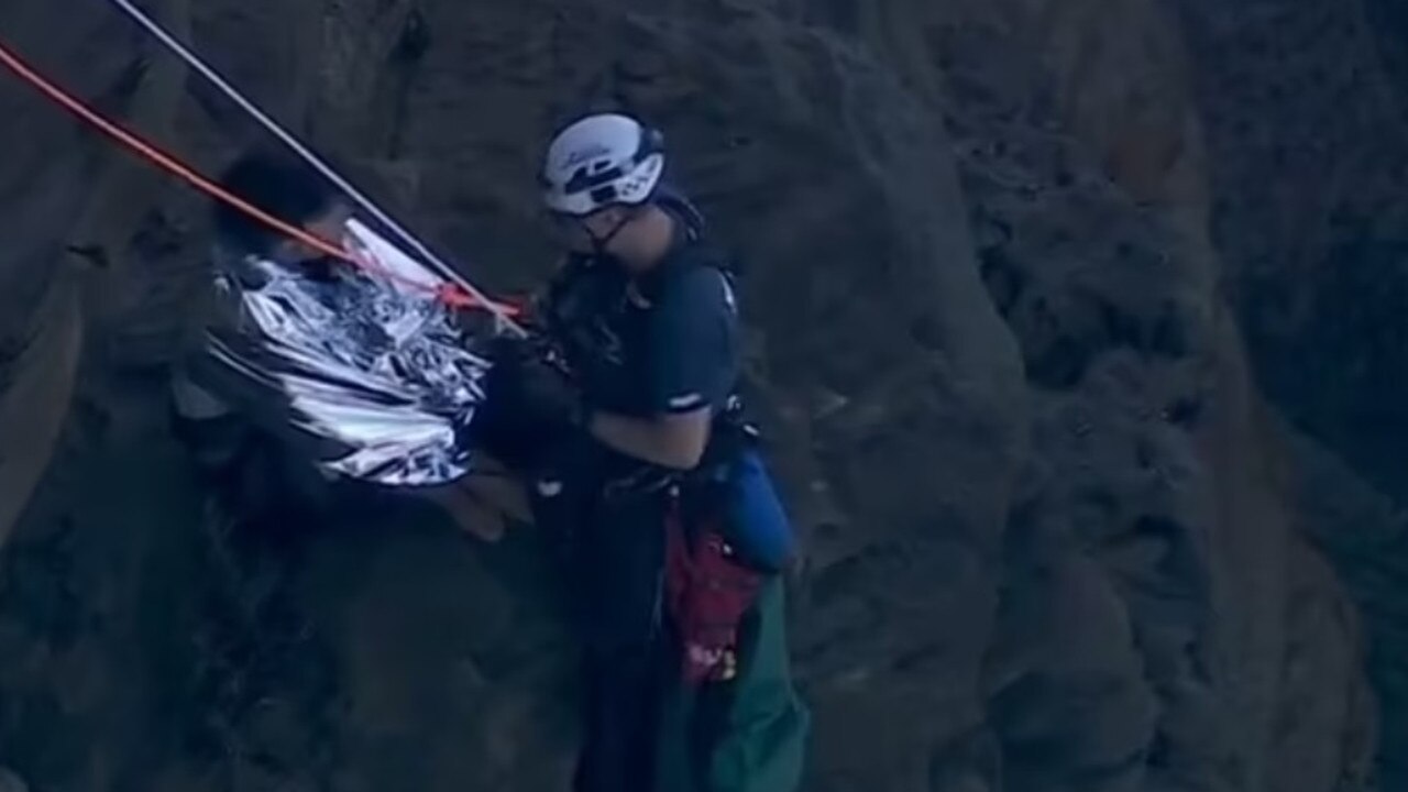 He was saved in a dramatic rescue. Picture: Seven News