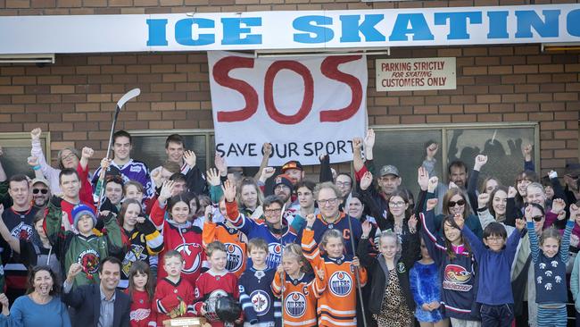 Ice Sports Tasmania President Anna Holliday and Labor Party MLC Josh Willie () protesting the closure of the Glenorchy Ice Skating Rink. Picture: Chris Kidd