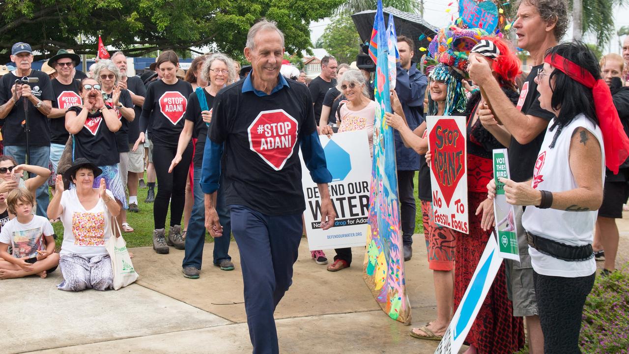 Bob Brown at the stop Adani rally in Mackay on Saturday 27 April 2019.