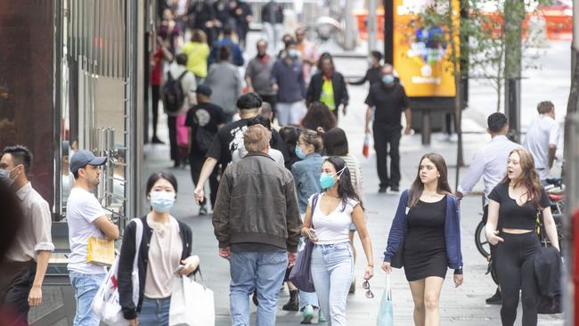 SYDNEY, AUSTRALIA - NewsWire Photos DECEMBER 26, 2020: Shoppers are seen in Market Street in during Boxing Day Sales. Picture: NCA NewsWire / Jenny Evans