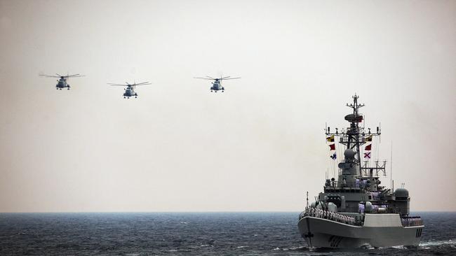 Chinese Navy helicopters and the '528 warship'.