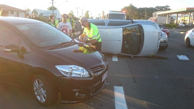 Miracle at Miami: No-one hurt in three-vehicle crash. Photo: David Clark