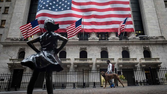 The NYSE in New York. Wall Street is focusing on the positives of the US economy reopening. Picture: AFP