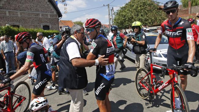 A doctor attends to Australia's Richie Porte after his heavy crash. Picture: AP