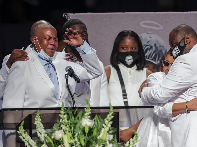 LaTonya Floyd speaks during the funeral for her brother, George Floyd. Picture: AP