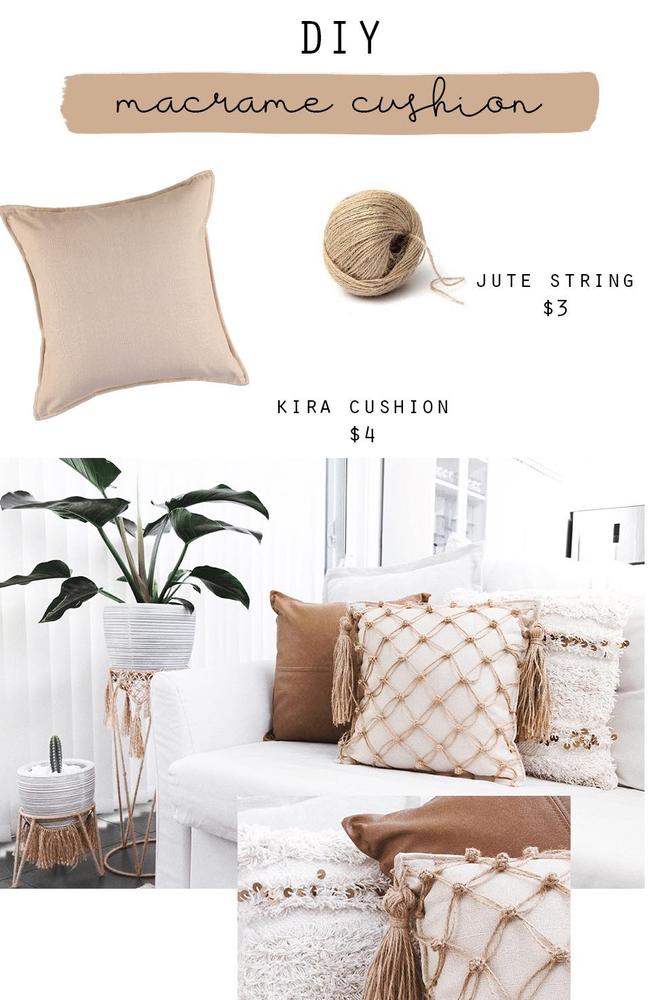 Ashlee used just string to decorate a plain white cushion.
