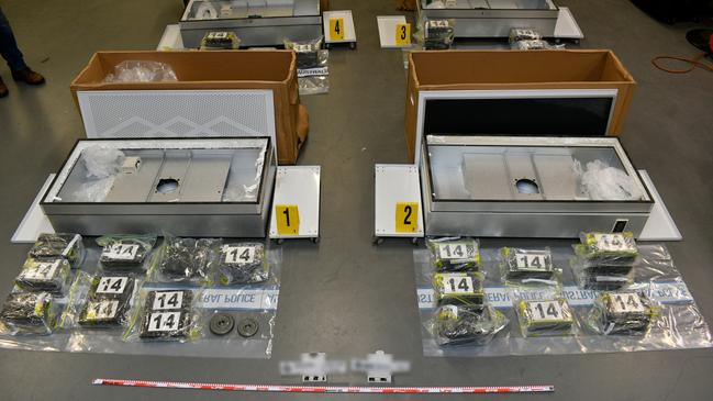 Evidence seized by the Australian Federal Police in relation to the importation of more than 160kg of cocaine into Melbourne. Picture: Australian Federal Police