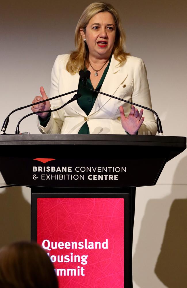 Premier Annastacia Palaszczuk addresses the housing summit on Thursday. Picture: David Clark