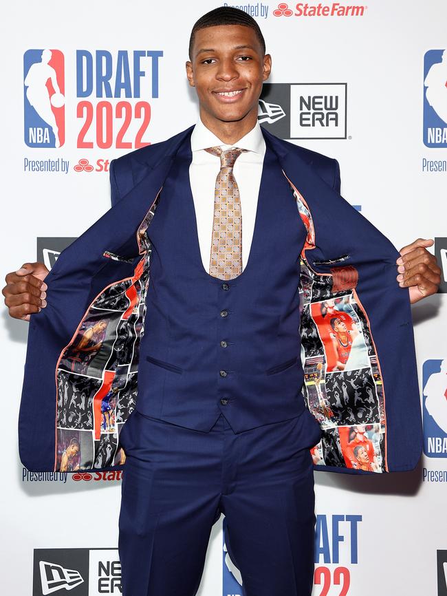 Jabari Smith Jr. poses on red carpet. Picture: Arturo Holmes/Getty Images