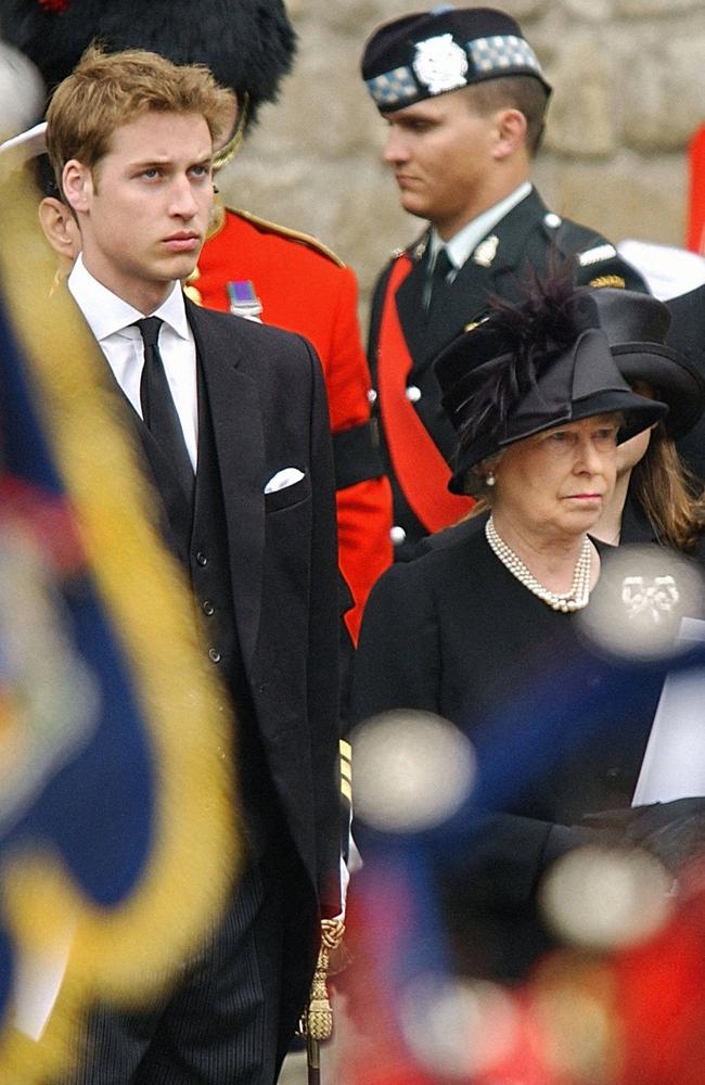 Prince William and The Queen mourned the loss of The Queen Mother. Picture: AFP