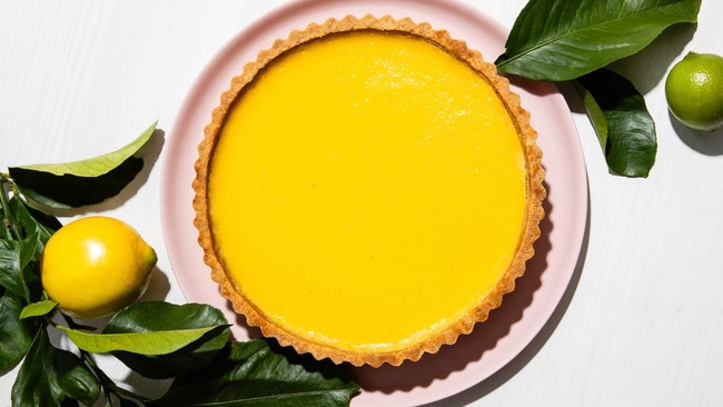 Elizabeth Hewson’s lemon and lime biscuit tart. Picture: Nikki To