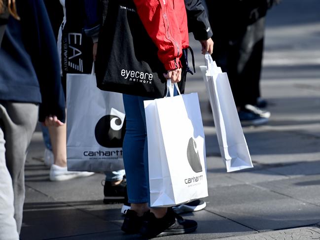 SYDNEY, AUSTRALIA - NewsWire Photos, May 6, 2023: Sydney-siders enjoy a sunny day for some shopping in the CBD ahead of the Federal Government releasing the full-year Budget on the 9 May,2023. Picture: NCA NewsWire / Jeremy Piper