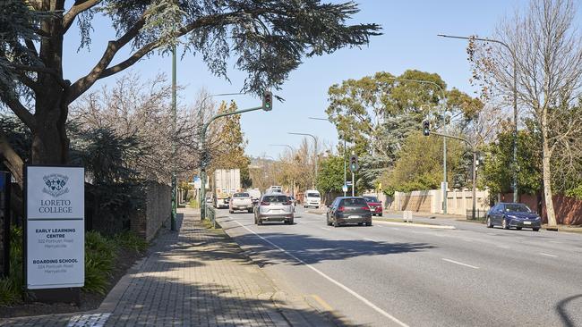 The pedestrian crossing on Portrush Rd, near Stafford Grove, in Marryatville. Picture: Matt Loxton