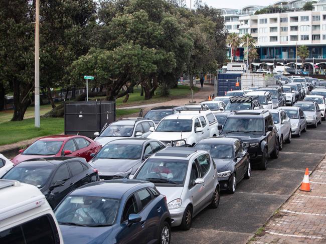 The drive-through Covid testing centre at Bondi Beach.