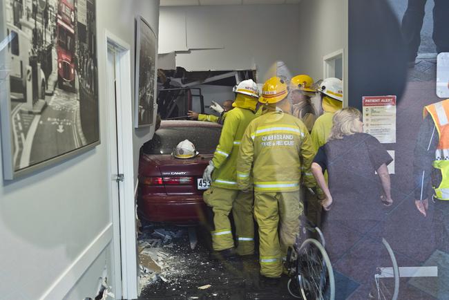 Emergency serives at Rangeside Medical Centre where a car has been driven into the building, July 14, 2020. Picture: Kevin Farmer