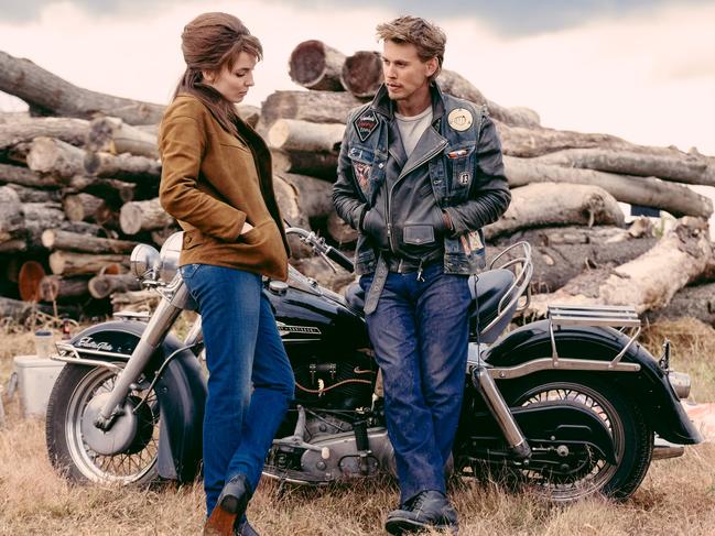 Jodie Comer as Kathy and Austin Butler as Benny in The Bikeriders. Picture: Kyle Kaplan/Focus Features