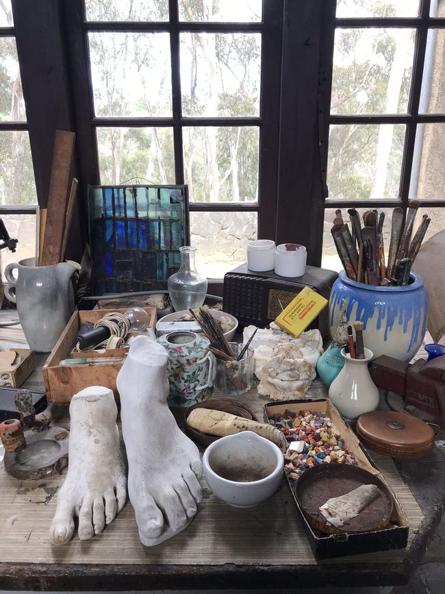 The desk of Napier Waller just as he left it. Image: Fred Kroh