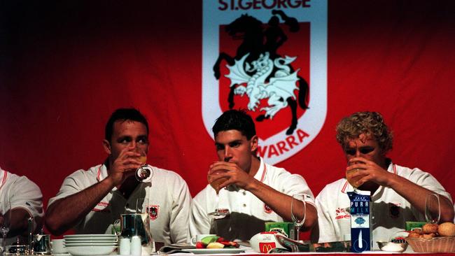 Wayne Bartrim, Trent Barrett and Nathan Brown prior to the 1999 grand final.