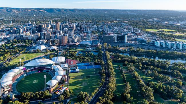 Aerial photos showing Adelaide Oval, Sahmri, RAH, North Terrace, the Casino, Lot 14 and Memorial Drive. Picture: ADELAIDE AIRBORNE PHOTOGRAPHY