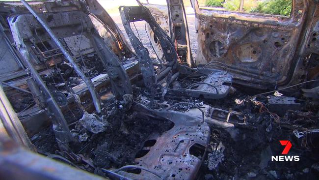 This Volkswagen was destroyed at Aldinga early on Saturday morning. Picture: 7NEWS Adelaide