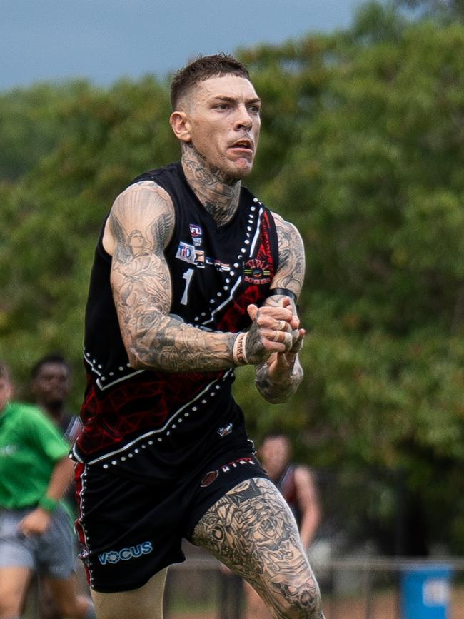 Parker playing for the Tiwi Bombers. Picture: Jack Riddiford / AFLNT Media